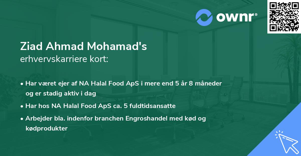 Ziad Ahmad Mohamad's erhvervskarriere kort