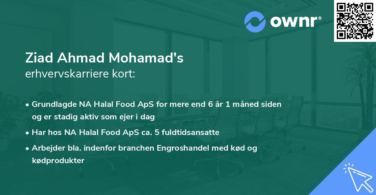 Ziad Ahmad Mohamad's erhvervskarriere kort