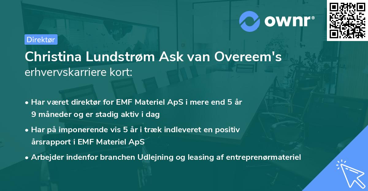 Christina Lundstrøm Ask van Overeem's erhvervskarriere kort