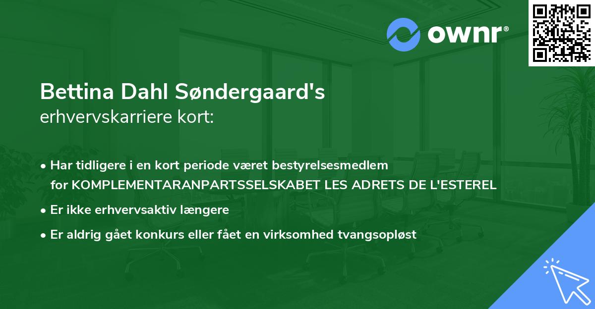 Bettina Dahl Søndergaard's erhvervskarriere kort