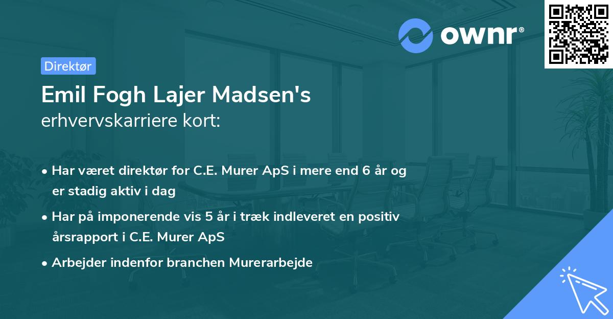 Emil Fogh Lajer Madsen's erhvervskarriere kort