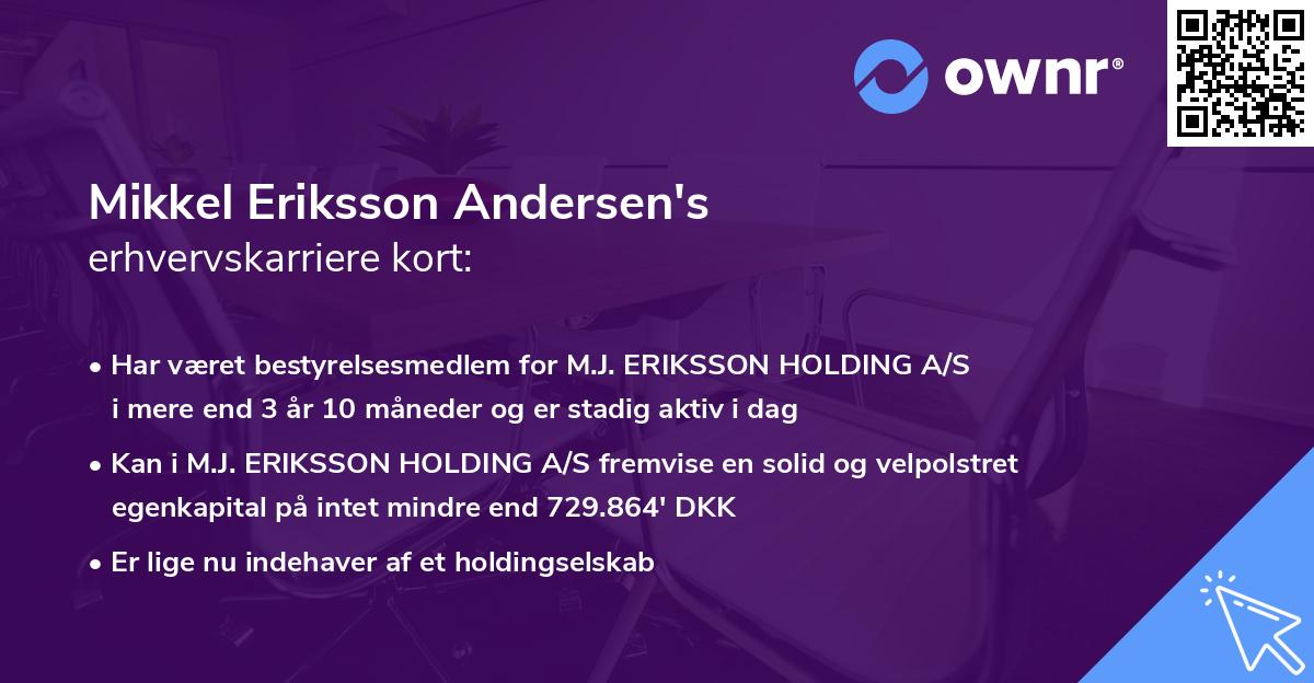 Mikkel Eriksson Andersen's erhvervskarriere kort