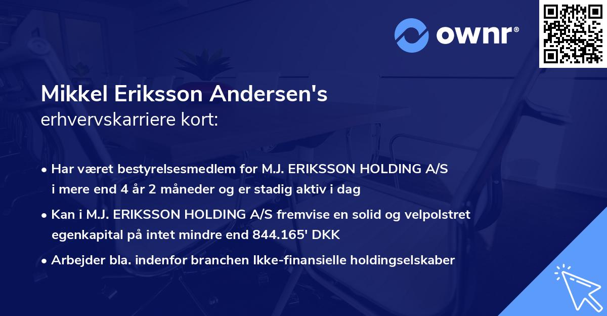 Mikkel Eriksson Andersen's erhvervskarriere kort