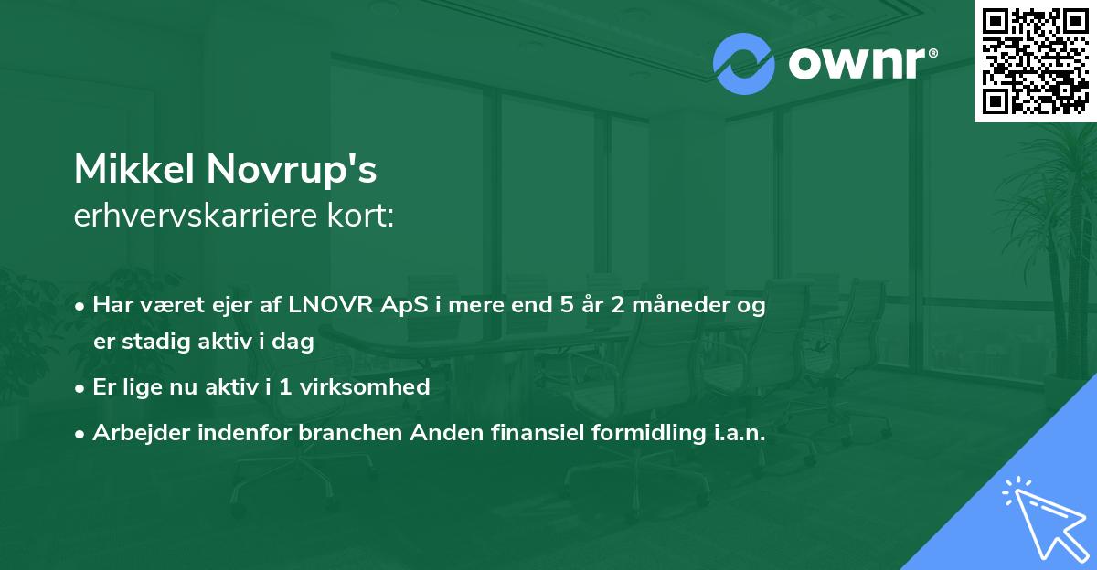 Mikkel Novrup's erhvervskarriere kort