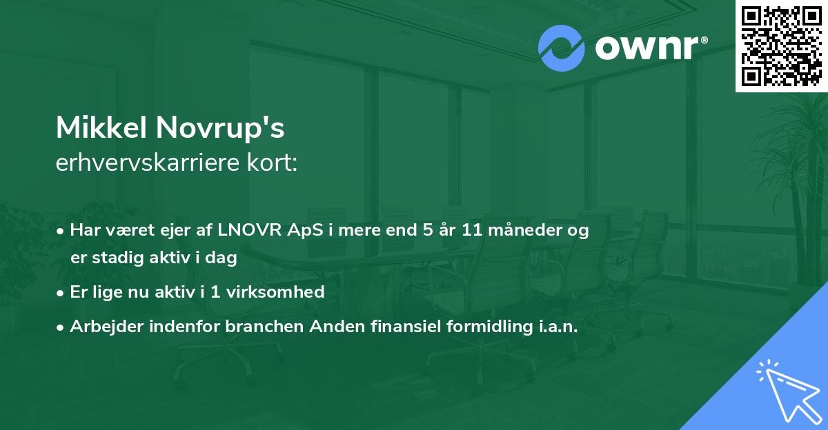 Mikkel Novrup's erhvervskarriere kort