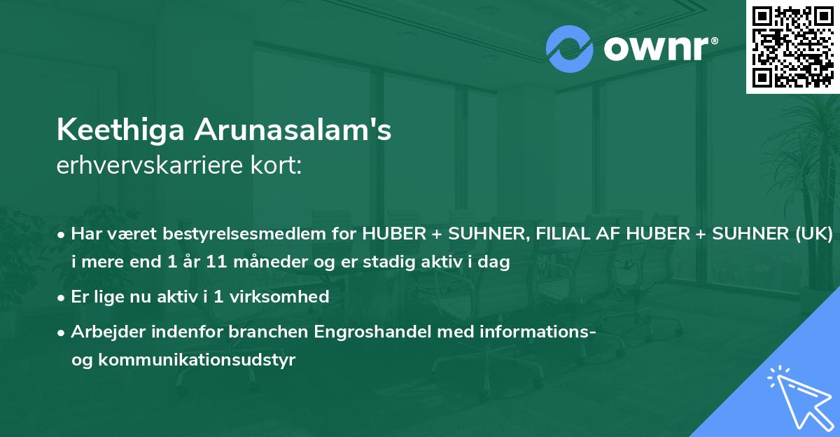 Keethiga Arunasalam's erhvervskarriere kort