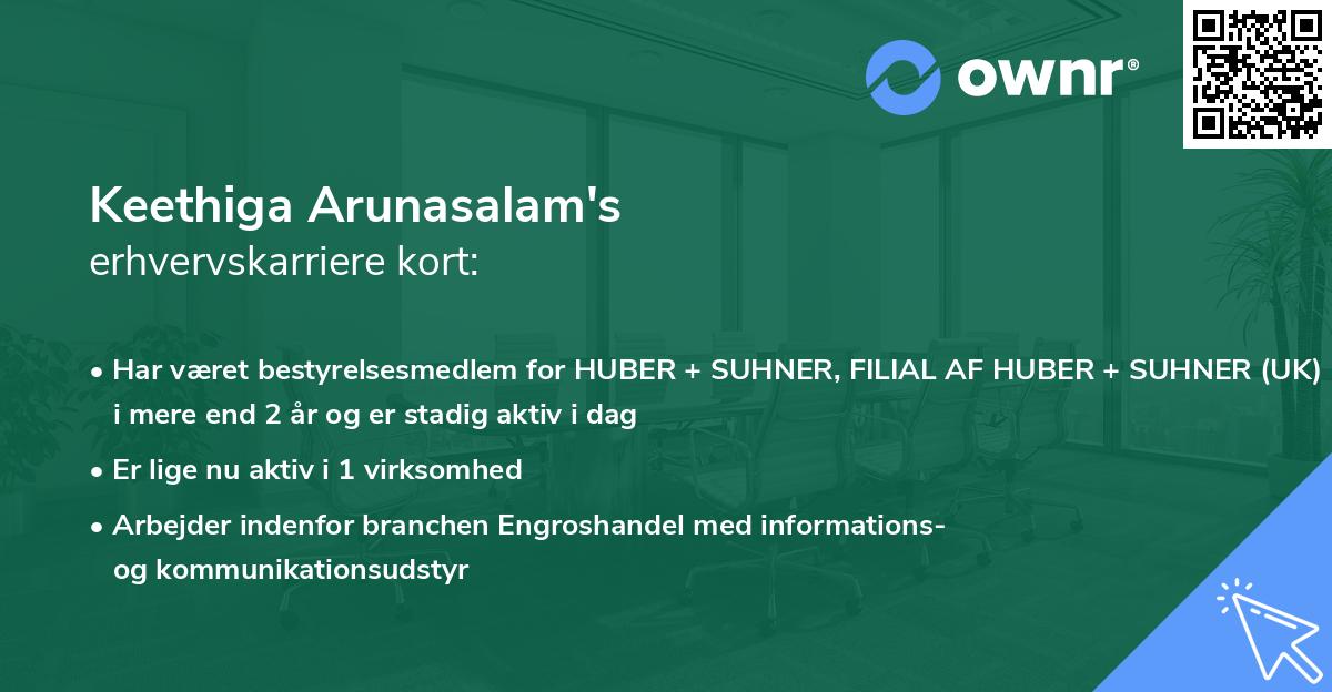 Keethiga Arunasalam's erhvervskarriere kort