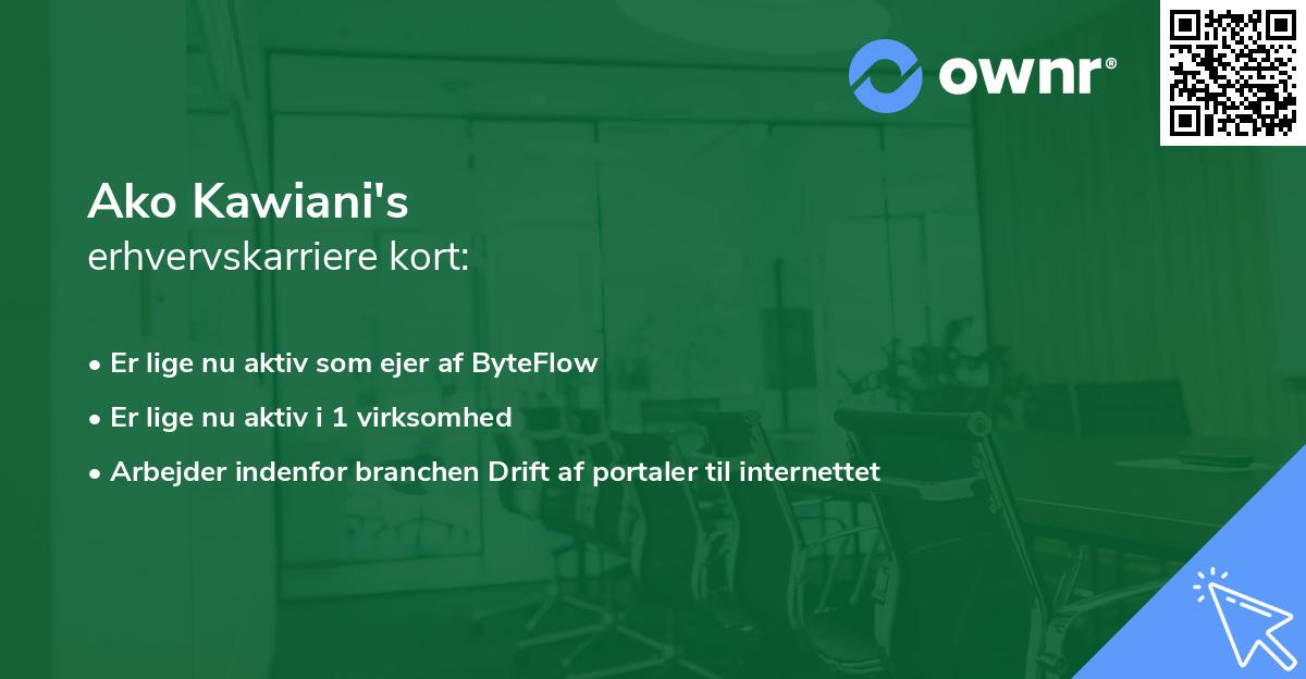 Ako Kawiani's erhvervskarriere kort