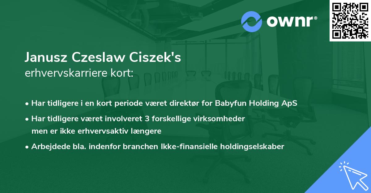 Janusz Czeslaw Ciszek's erhvervskarriere kort