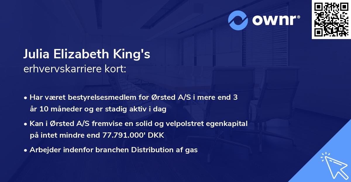 Julia Elizabeth King's erhvervskarriere kort