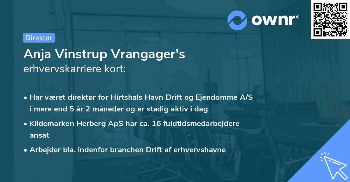 Anja Vinstrup Vrangager's erhvervskarriere kort