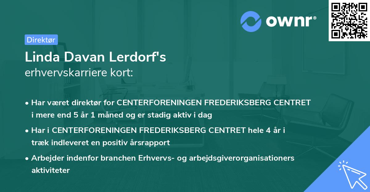 Linda Davan Lerdorf's erhvervskarriere kort