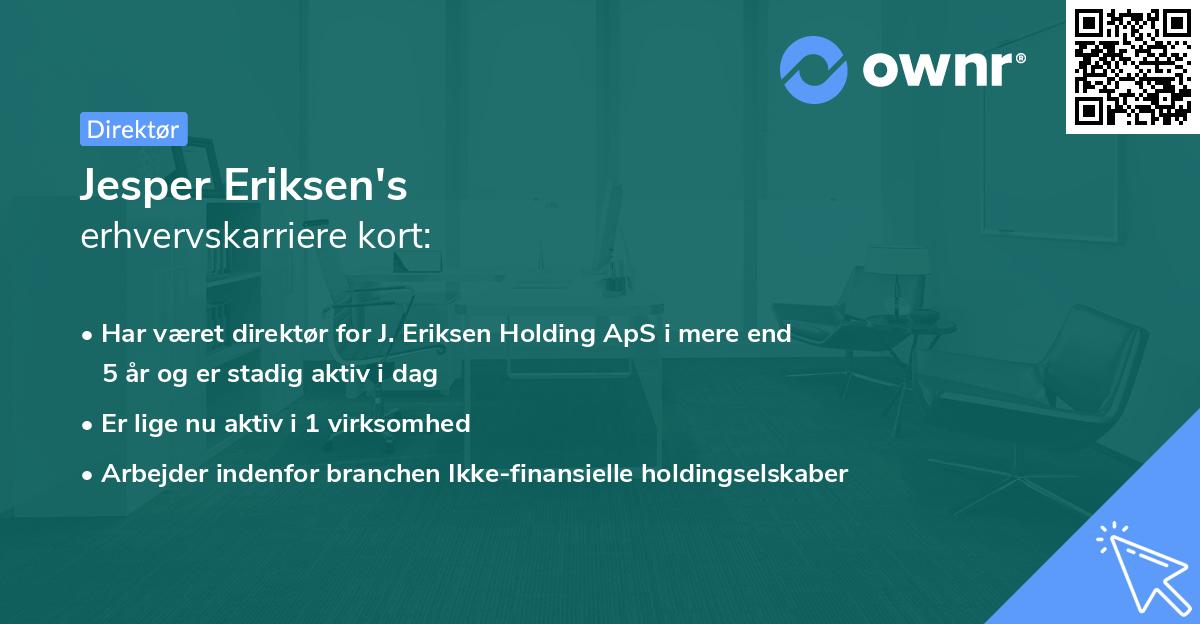 Jesper Eriksen's erhvervskarriere kort