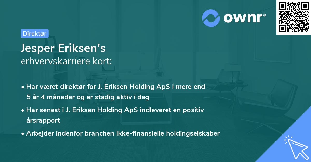 Jesper Eriksen's erhvervskarriere kort