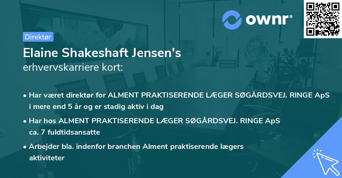 Elaine Shakeshaft Jensen's erhvervskarriere kort