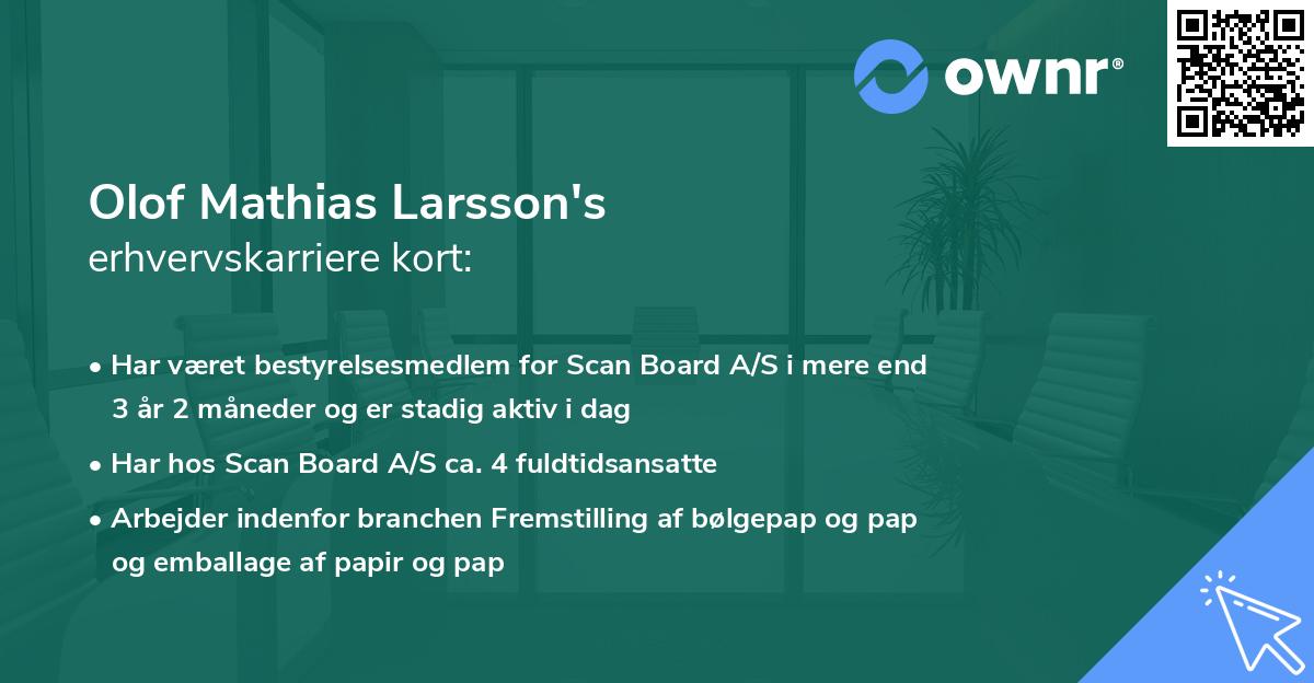 Olof Mathias Larsson's erhvervskarriere kort