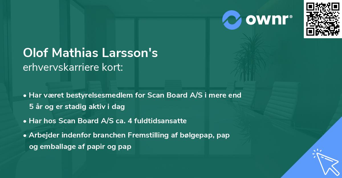 Olof Mathias Larsson's erhvervskarriere kort