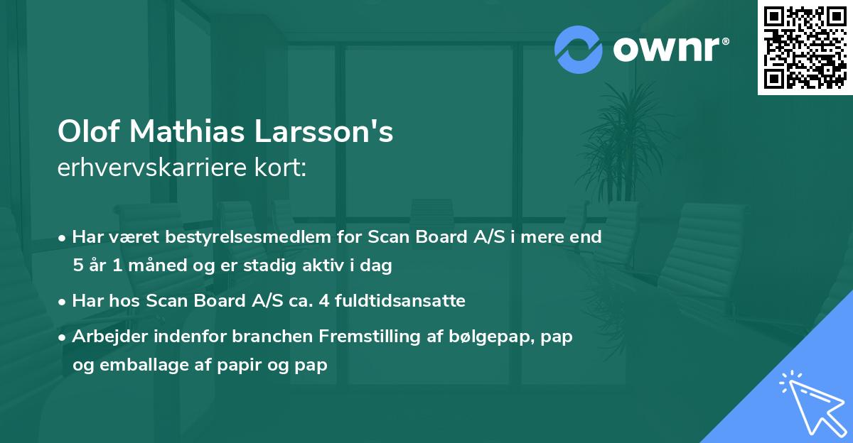 Olof Mathias Larsson's erhvervskarriere kort
