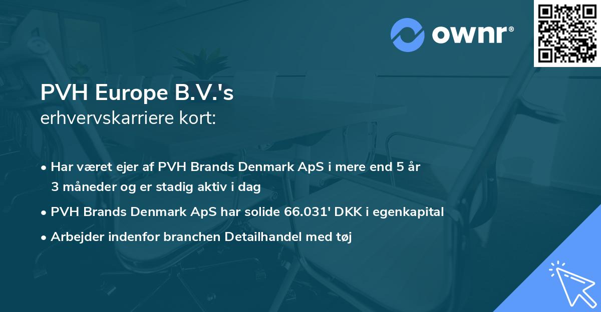 PVH Europe B.V.'s erhvervskarriere kort
