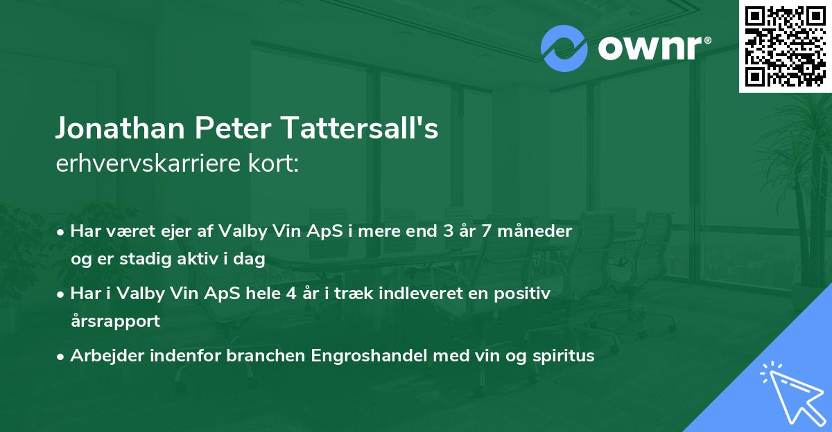 Jonathan Peter Tattersall's erhvervskarriere kort