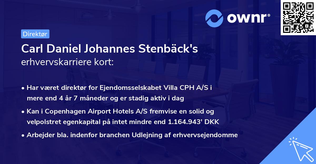 Carl Daniel Johannes Stenbäck's erhvervskarriere kort