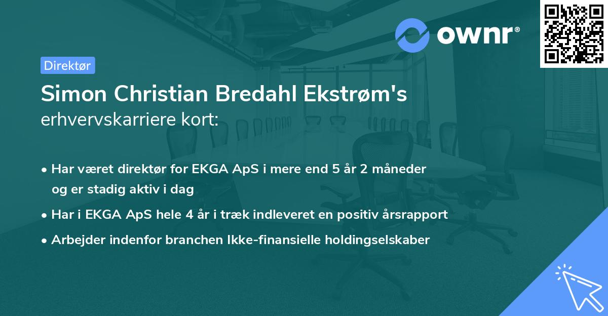 Simon Christian Bredahl Ekstrøm's erhvervskarriere kort
