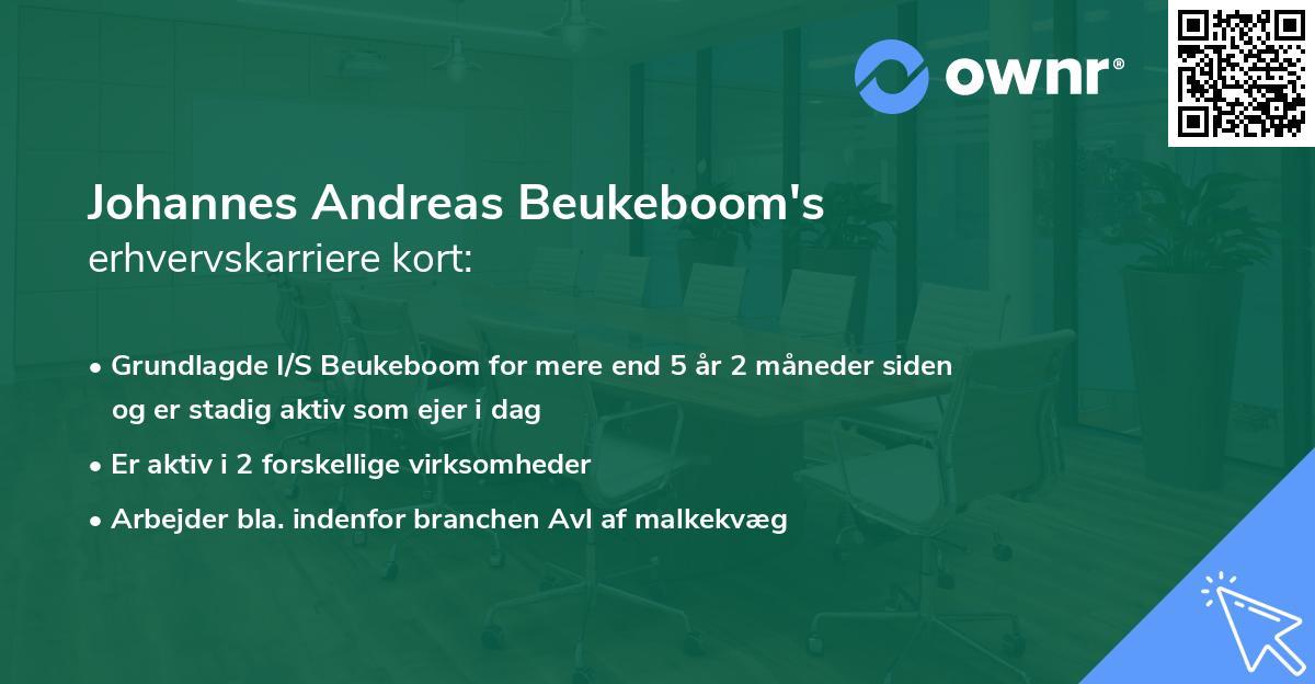 Johannes Andreas Beukeboom's erhvervskarriere kort