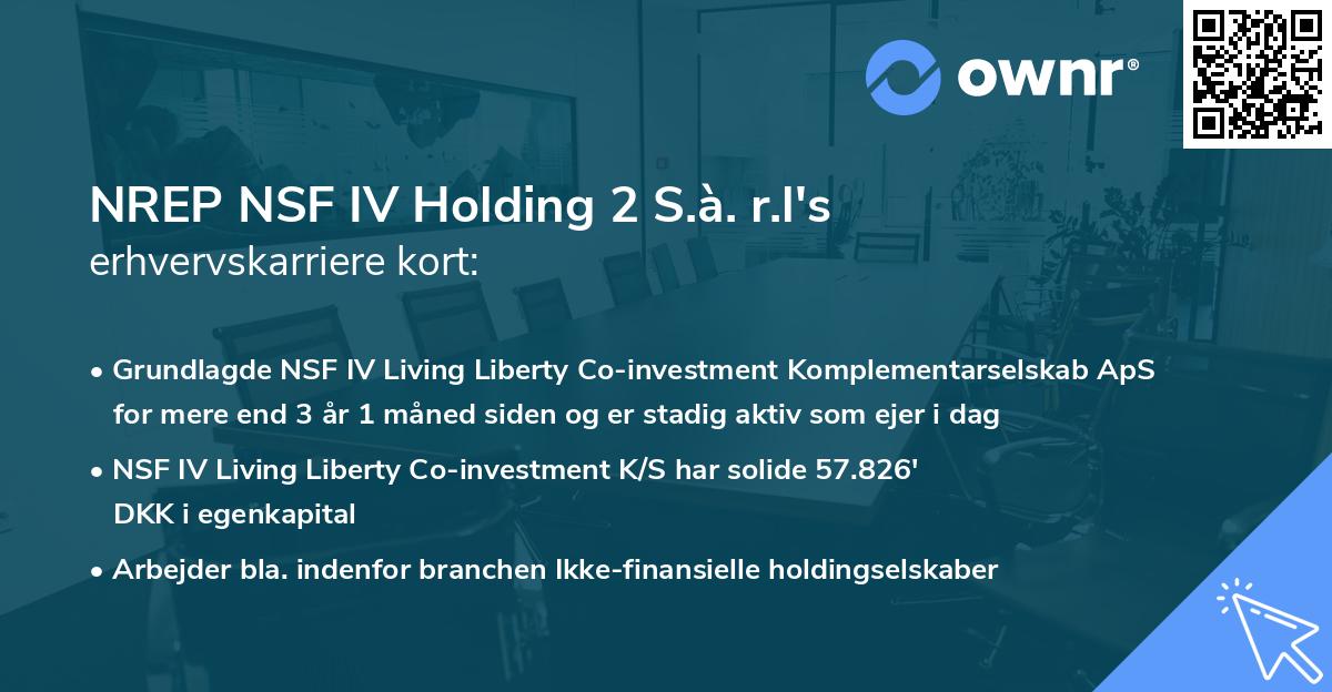 NREP NSF IV Holding 2 S.à. r.l's erhvervskarriere kort