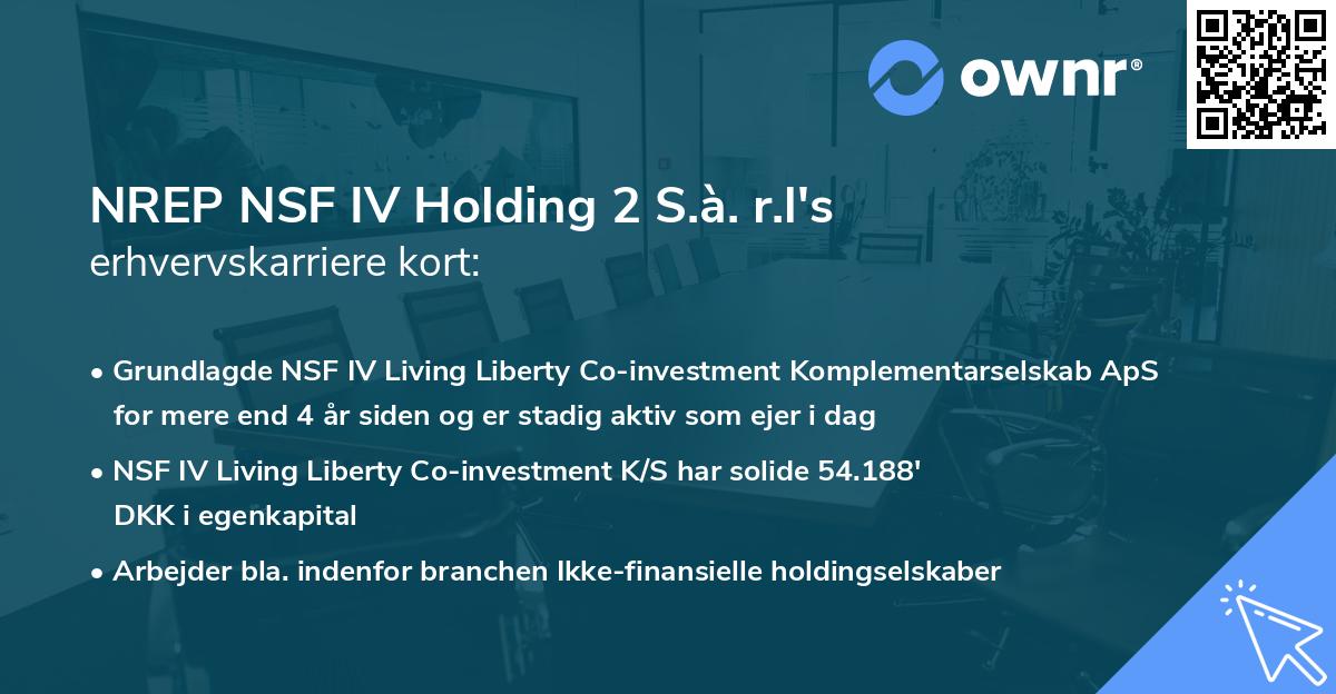 NREP NSF IV Holding 2 S.à. r.l's erhvervskarriere kort