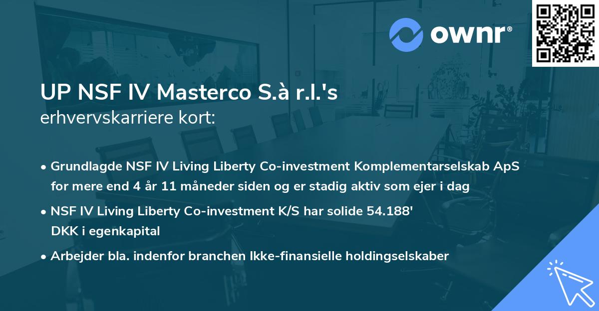 UP NSF IV Masterco S.à r.l.'s erhvervskarriere kort
