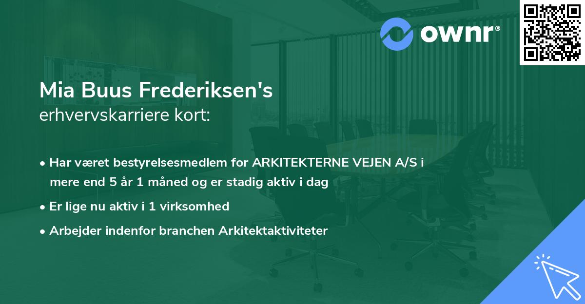 Mia Buus Frederiksen's erhvervskarriere kort