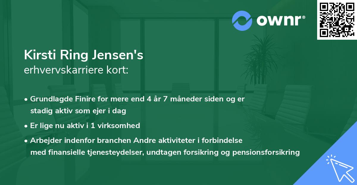 Kirsti Ring Jensen's erhvervskarriere kort