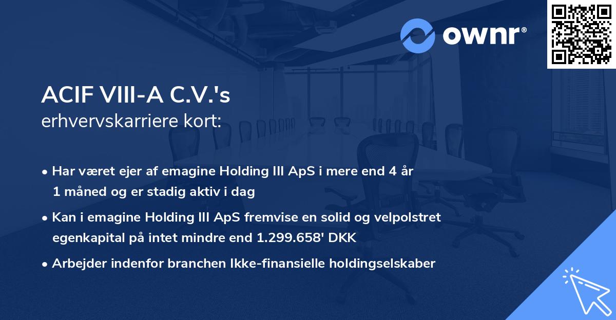 ACIF VIII-A C.V.'s erhvervskarriere kort