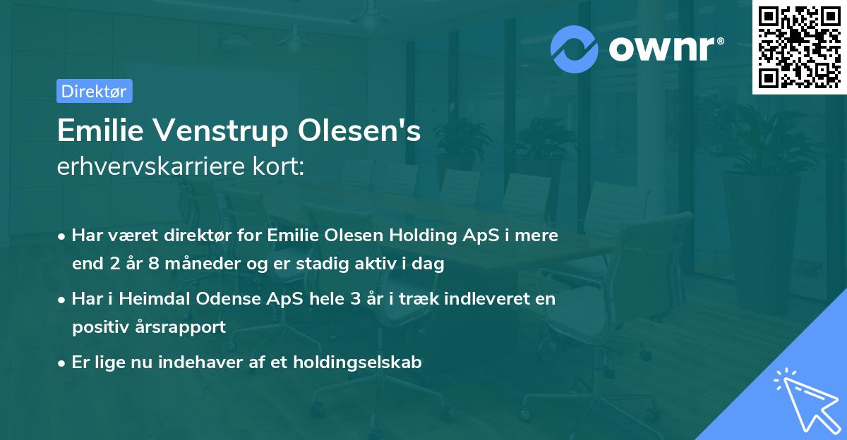 Emilie Venstrup Olesen's erhvervskarriere kort
