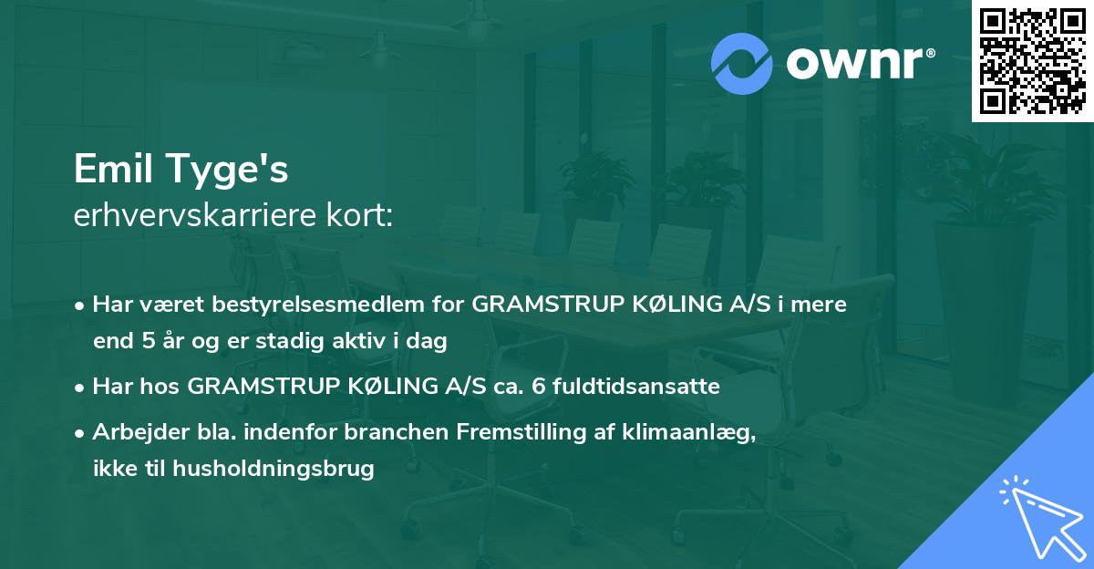 Emil Tyge's erhvervskarriere kort