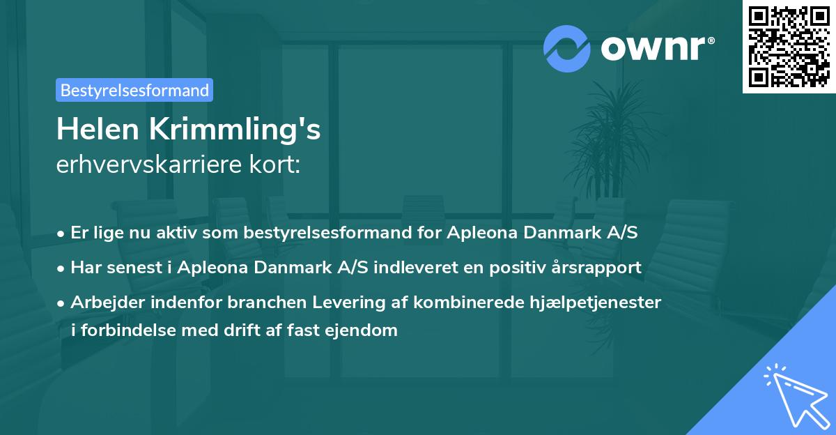 Helen Krimmling's erhvervskarriere kort