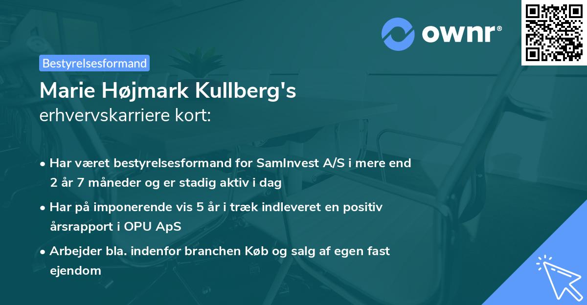 Marie Højmark Kullberg's erhvervskarriere kort