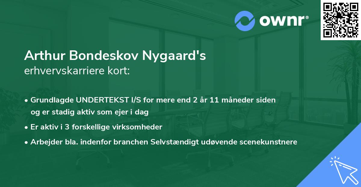 Arthur Bondeskov Nygaard's erhvervskarriere kort