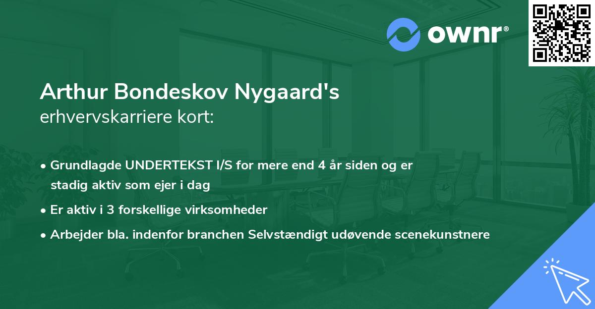 Arthur Bondeskov Nygaard's erhvervskarriere kort