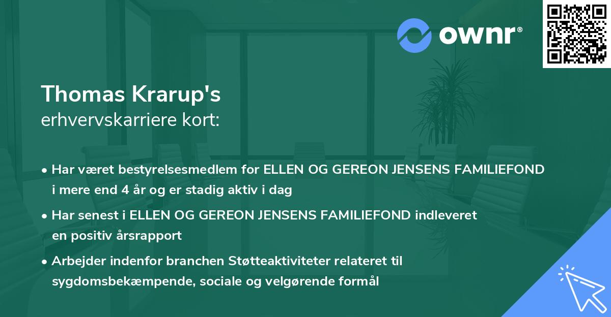 Thomas Krarup's erhvervskarriere kort