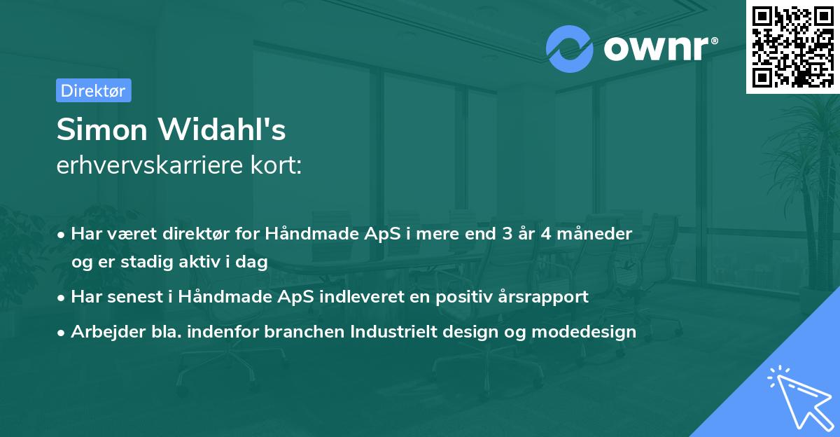 Simon Widahl's erhvervskarriere kort