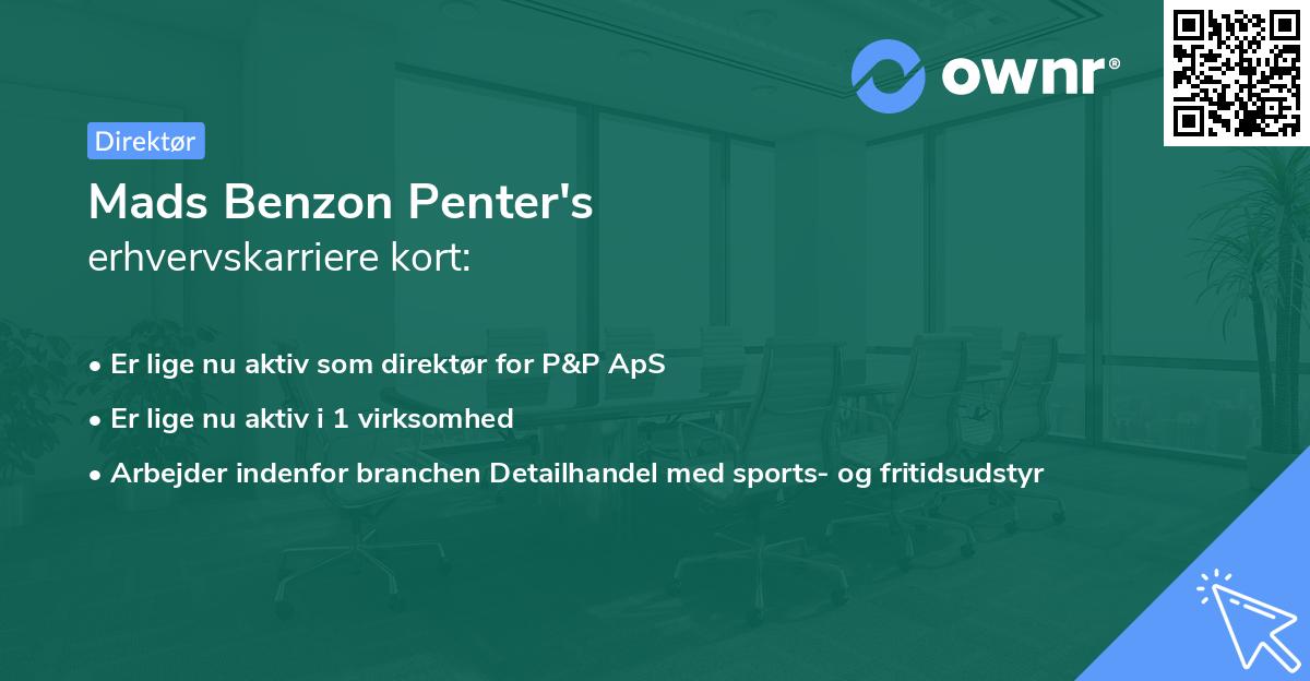 Mads Benzon Penter's erhvervskarriere kort