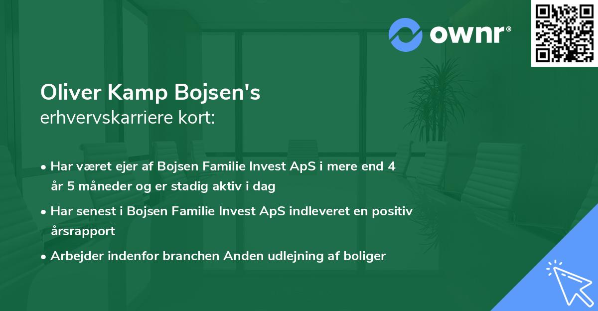Oliver Kamp Bojsen's erhvervskarriere kort