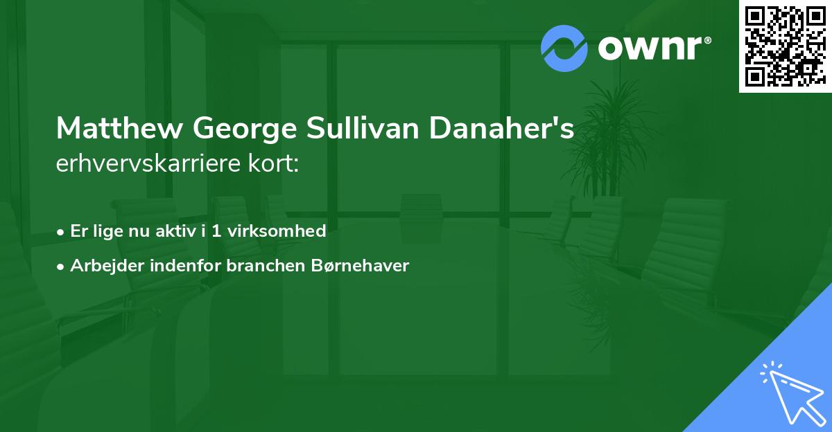 Matthew George Sullivan Danaher's erhvervskarriere kort