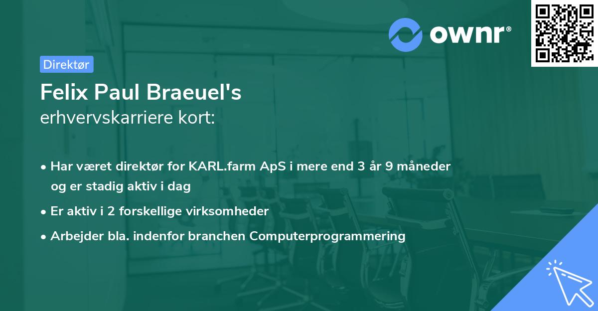 Felix Paul Braeuel's erhvervskarriere kort