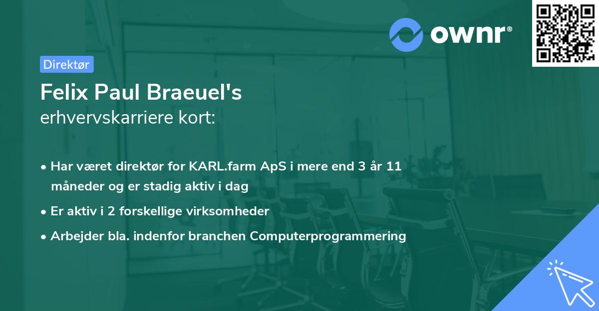 Felix Paul Braeuel's erhvervskarriere kort