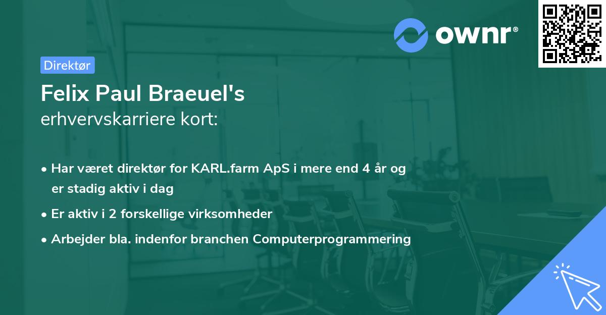 Felix Paul Braeuel's erhvervskarriere kort