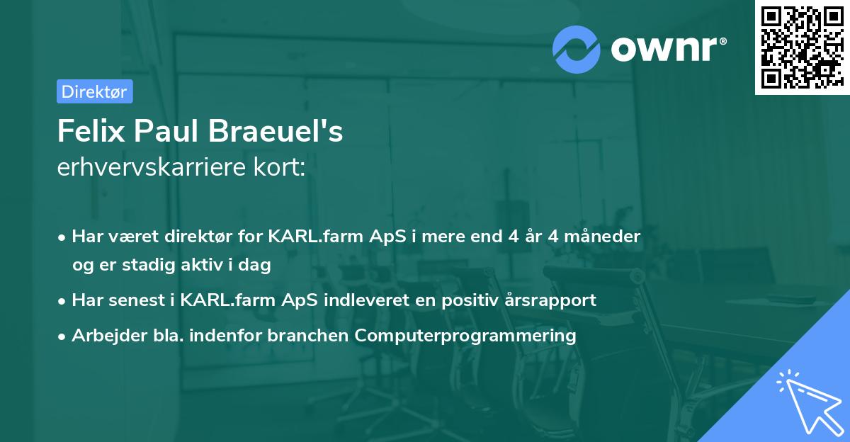 Felix Paul Braeuel's erhvervskarriere kort