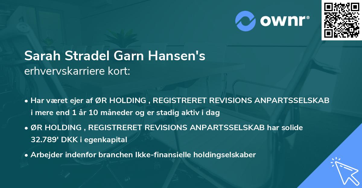 Sarah Stradel Garn Hansen's erhvervskarriere kort