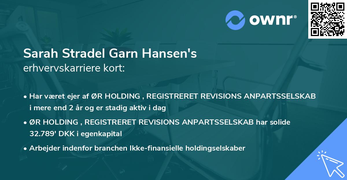 Sarah Stradel Garn Hansen's erhvervskarriere kort